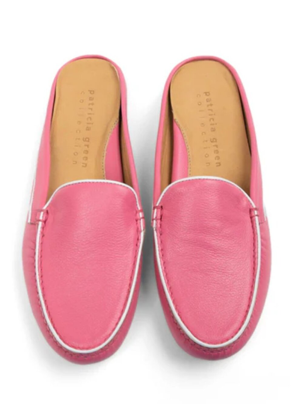 Patricia Green Jill Piped Pink Leather Mules SZ 7.5 NEW